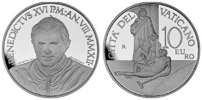 Ватикан, 10 евро 2012 год, XX Всемирный день больного, ПРУФ