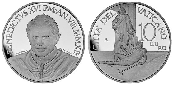 Ватикан, 10 евро 2012 год, XX Всемирный день больного, ПРУФ