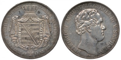 Саксония 2 талера 1851 Фридрих Август II