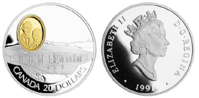 Канада 20 долларов 1991 год Биплан Silver Dart ПРУФ
