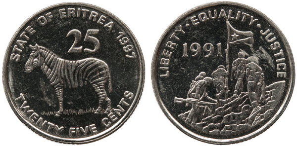 Эритрея, 25 центов 1997 год, UNC