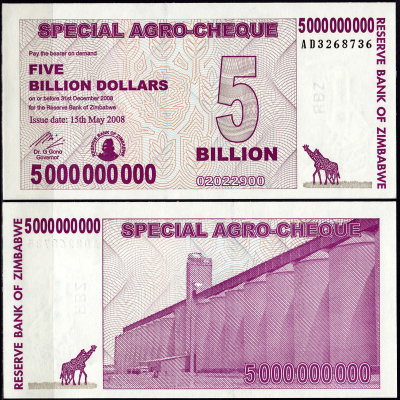 Зимбабве 5 000 000 000 долларов 2008 (UNC Pick 61)