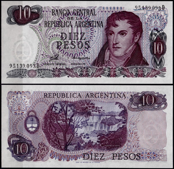 Аргентина 10 песо 1976 (UNC Pick 300)