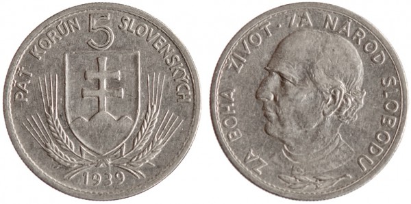 Словакия, 5 крон 1939 год