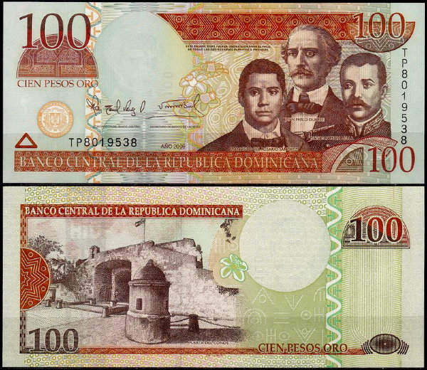 Доминикана 100 песо 2006-2010 (UNC Pick 177)