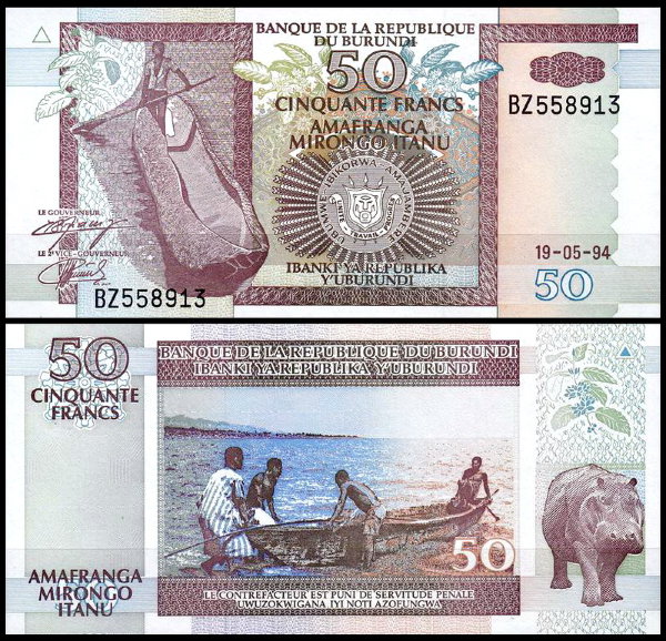 Бурунди 50 франков 1994-2007 (UNC Pick 36)