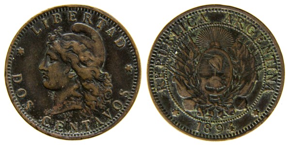 Аргентина, 2 сентаво 1894 год
