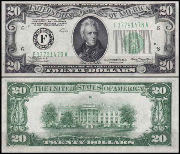 США 20 долларов 1934 (UNC Pick 431D) Federal Reserve Note