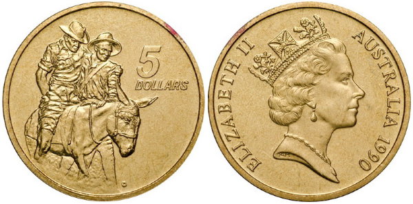 Австралия, 5 долларов 1990 год, День АНЗАК