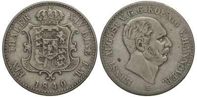 Ганновер 1 талер 1840 S, Эрнст Август (1837-1851)
