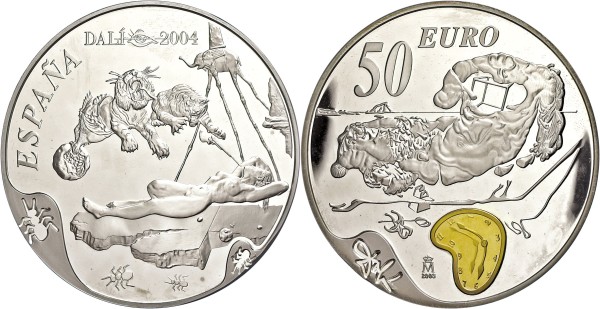 Испания, 50 евро 2004 год - Сальвадор Дали, 100 лет со дня рождения