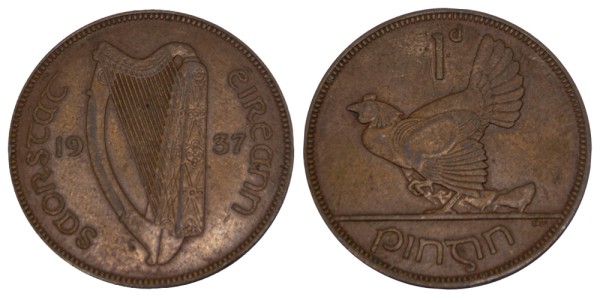 Ирландия, 1 пенни 1937 год