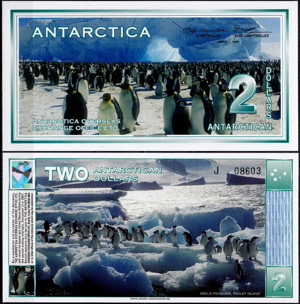 Антарктические территории 2 доллара 1996 год. UNC